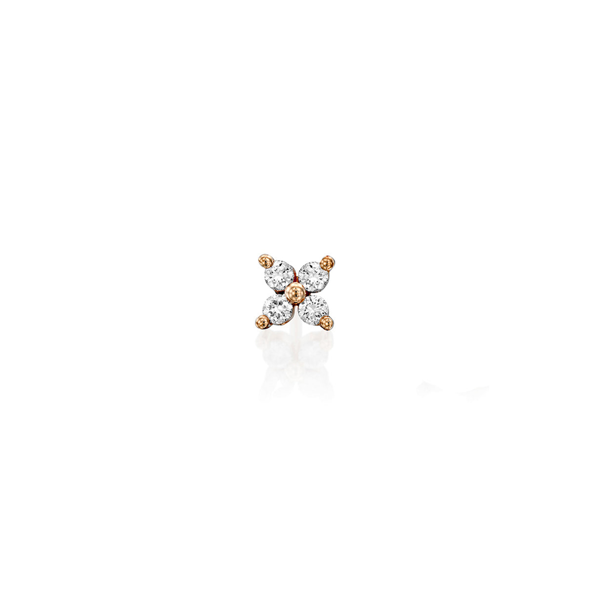 The helix / tragus special gold set with 4 white diamonds in the shape of a flower
