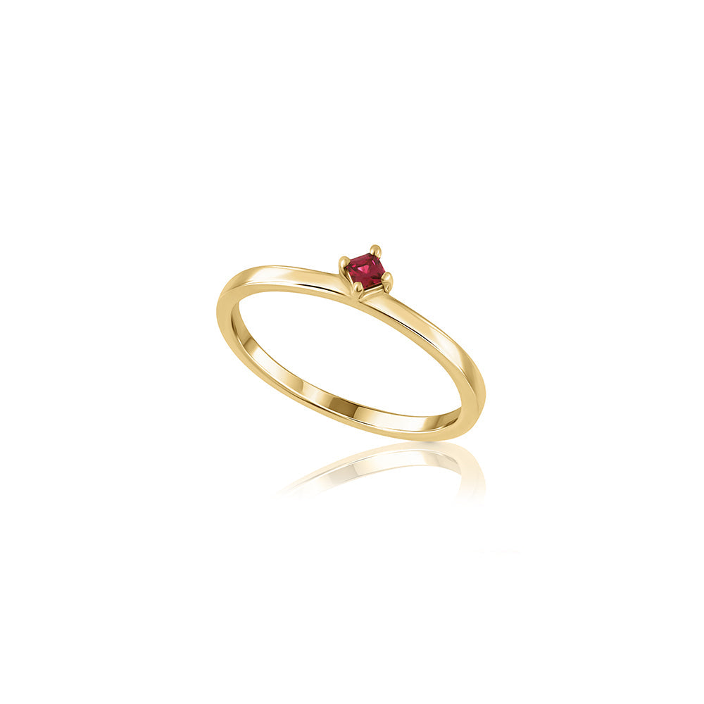 A fine and special gold ring studded with princess rubies