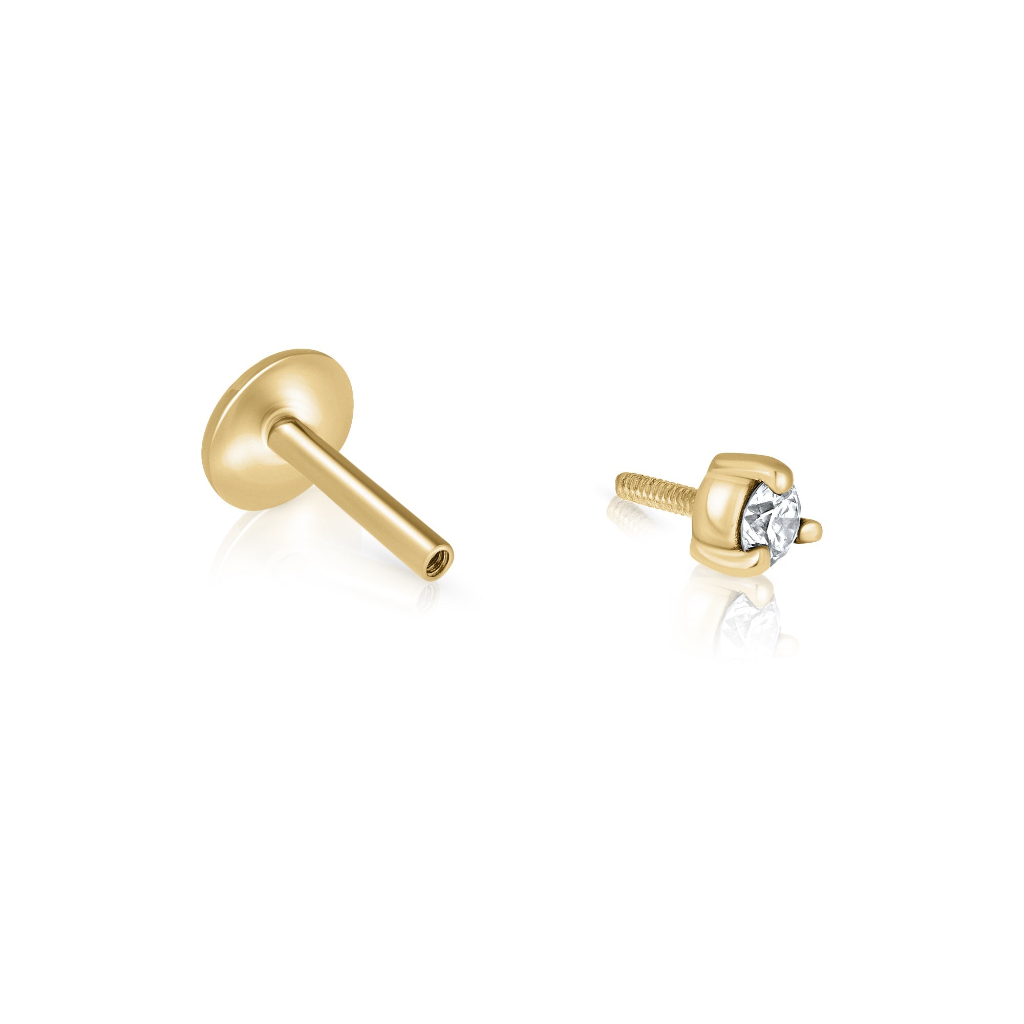 The helix / tragus gold inlaid with a diamond 5 points