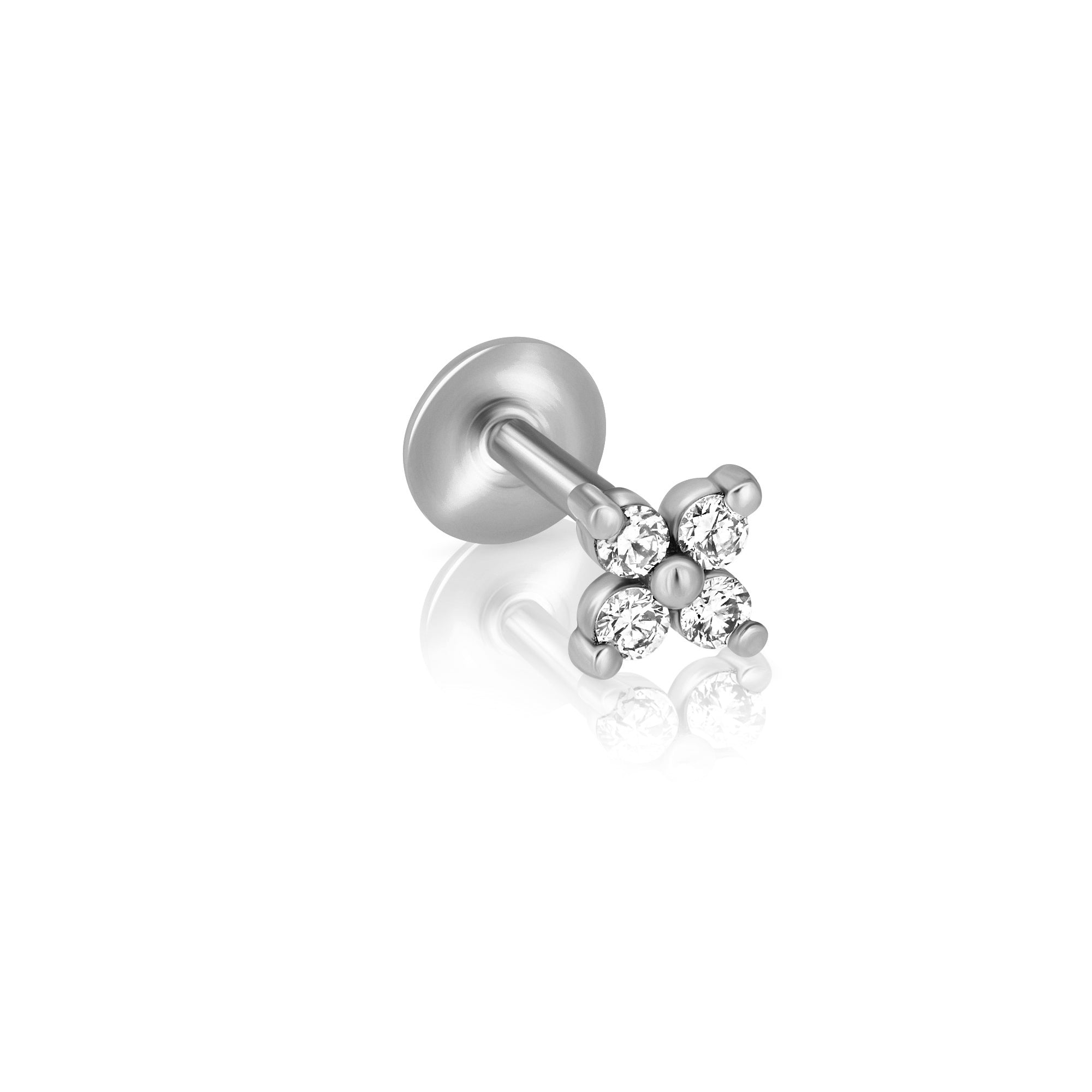 The helix / tragus special gold set with 4 white diamonds in the shape of a flower
