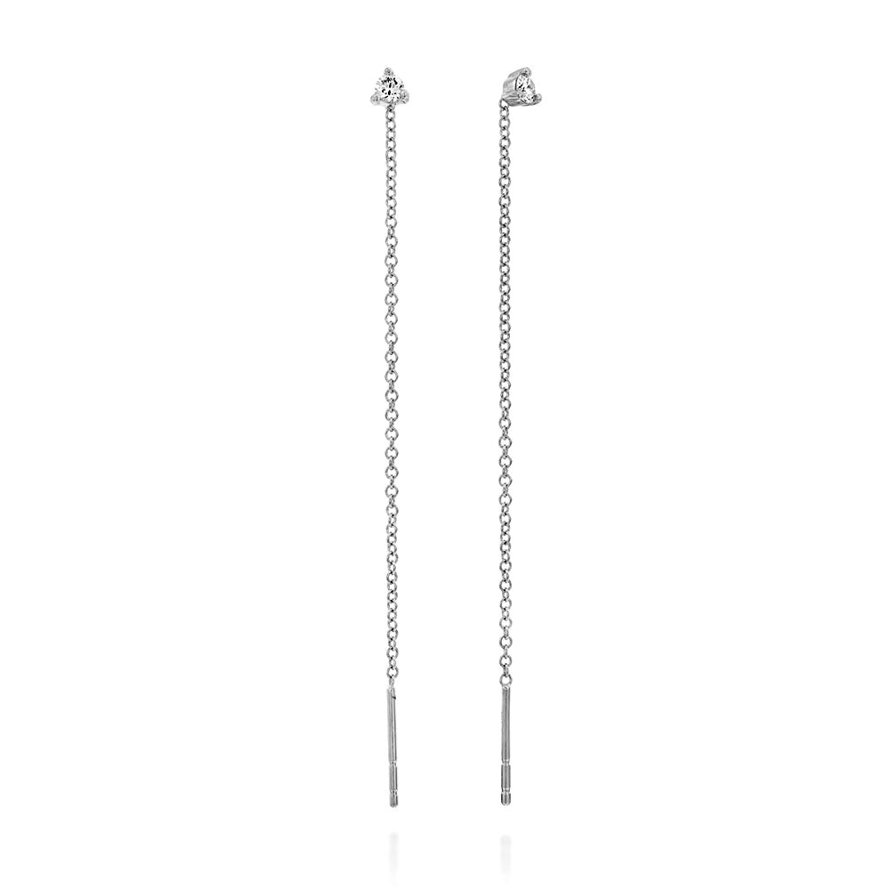 Gold chain earrings studded with small diamonds, 10 points