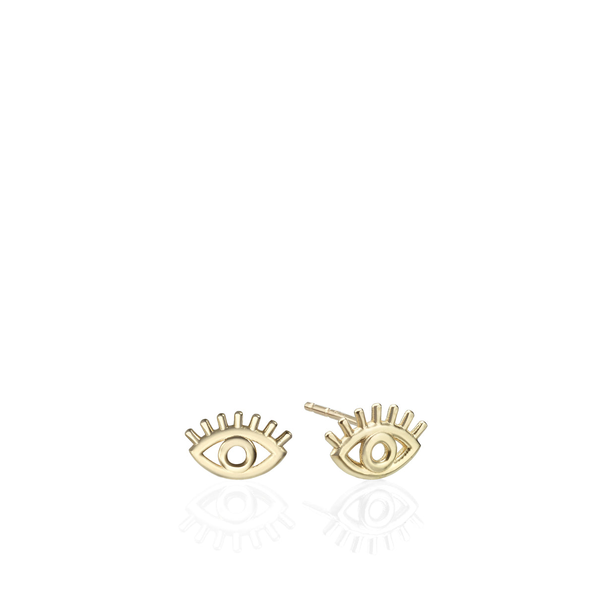 Stud earrings with a small gold eye design
