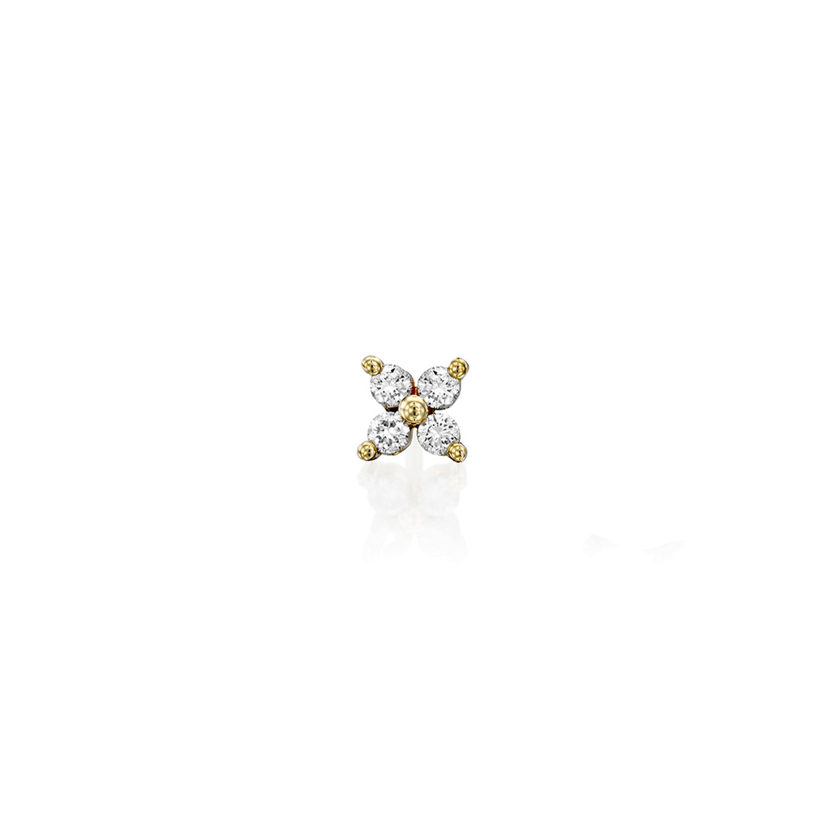 The helix / tragus special gold set with 4 white diamonds in the shape of a flower