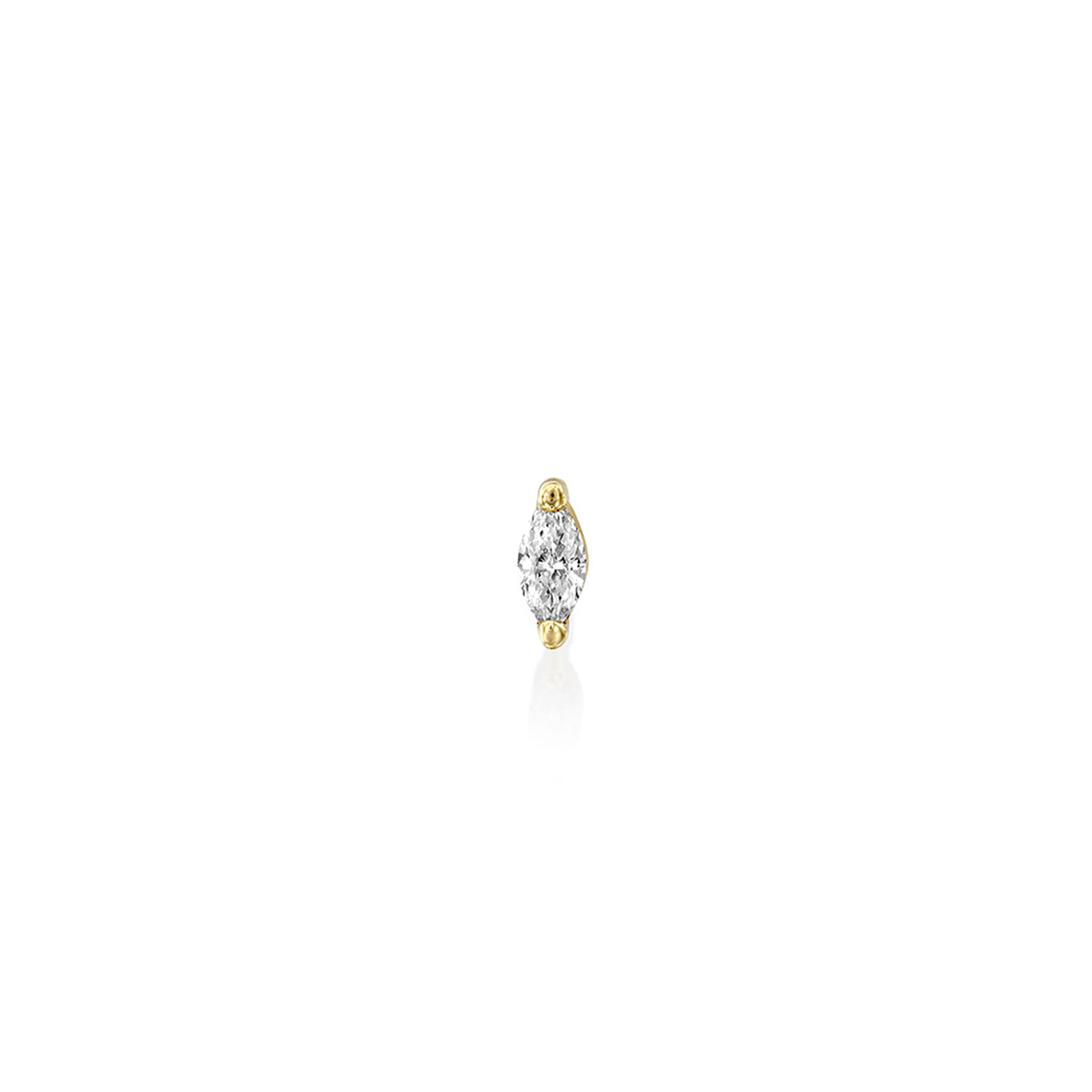 The helix / tragus gold set with a diamond in a gold frame with a 5-point marquise cut